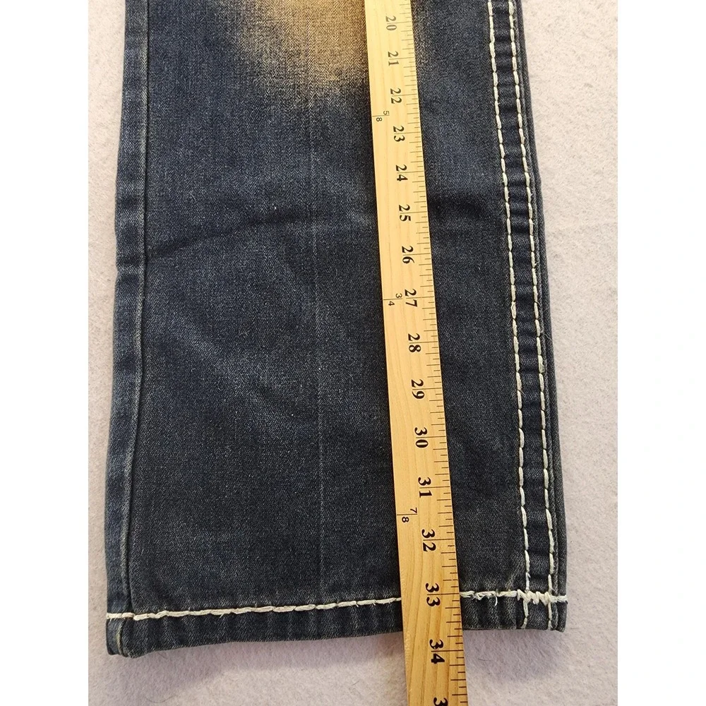 True Religion Joey Super T Distressed Bleach Wash Blue Denim Jeans 42